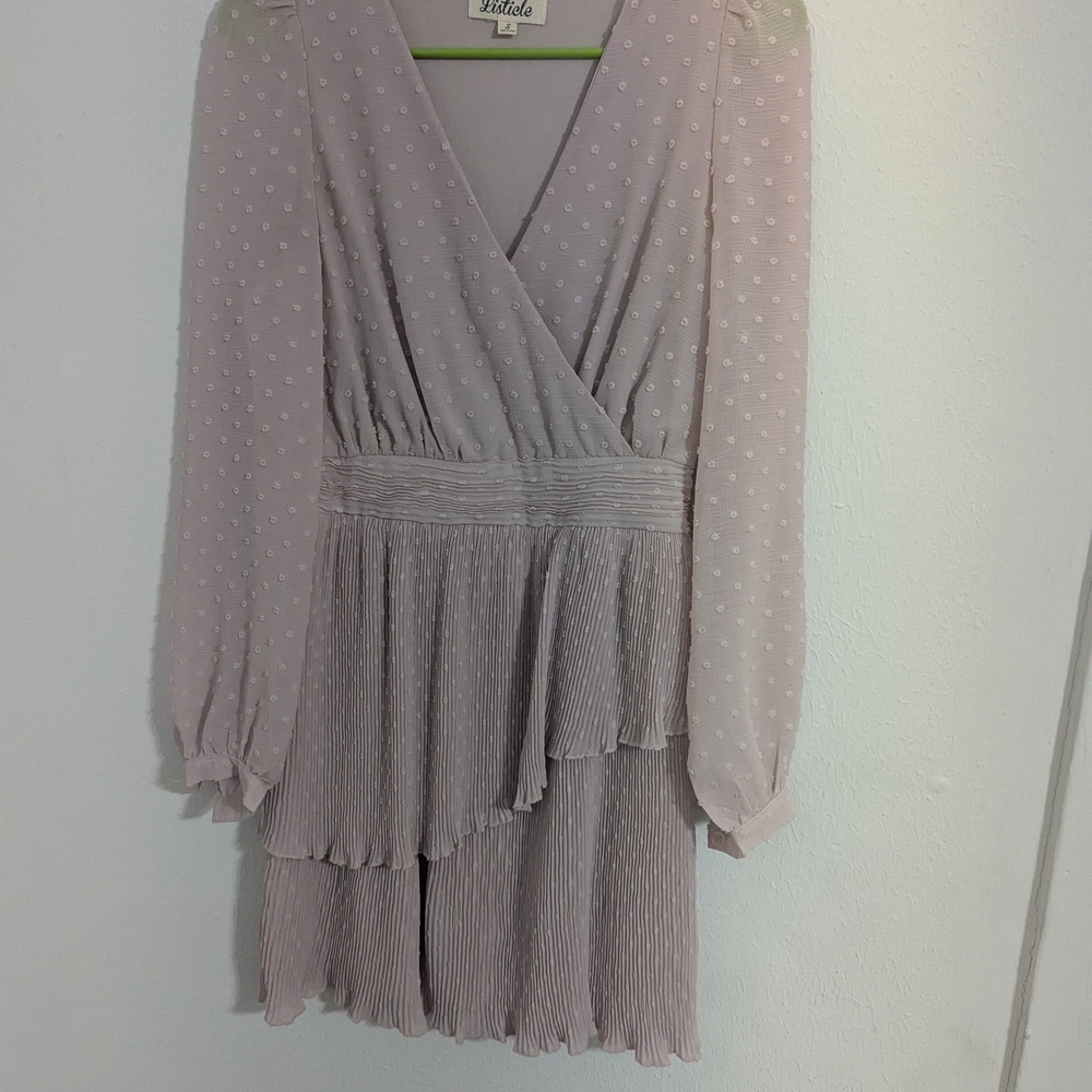 Purple Long Sleeve V-Neck Sundress